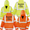 Nashville print factory Wetterfeste gefütterte Sicherheitsjacke mit Kapuze bedruckt mit Ihrem Wunschtext | Rückendruck (XL, Neon Gelb)
