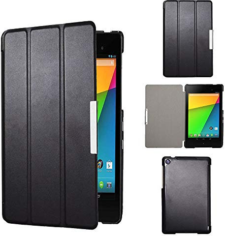 Kuesn Schutzhülle für Google Nexus 7 2. (2. Modell 2013), PU-Leder, mit Ständer, passend für Nexus 7 Tablet (2013), Schwarz