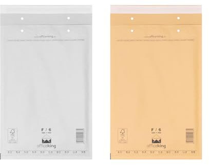 officeking 200 Luftpolstertaschen F/6 | 240 x 350 mm (100 Stück in Braun und 100 Stück in Weiß) - Luftpolster Verpackung Polsterumschläge Briefumschläge gepolstert
