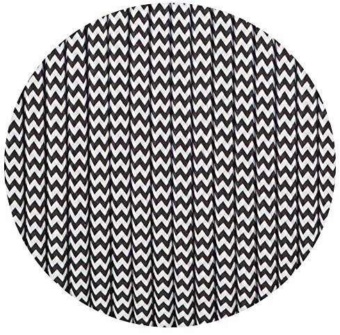 Cavo elettrico flessibile in tessuto intrecciato, 5 m, colore bianco e nero, 0,75 mm, colore: nero e bianco