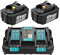 2 X BL1850B 18 V 5 Ah-Batterien mit 4A Dual Port Ladegerät DC18RD für Makita 7.2V ~ 18V BL1815 BL1830 BL1840 BL1850B BL1860B BL1430 194204-5 196672-8 DJR186ZK DUC302Z DUC353Z