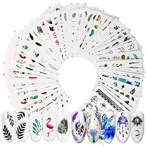 VINFUTUR 69 Blatt Nagelsticker Blumen Wassertransfer, Nagelaufkleber Selbstklebend Nail Art Stickers Nageltattoos Nageldesign Sticker Nagel Decals DIY Nagelkunst Abziehbilder