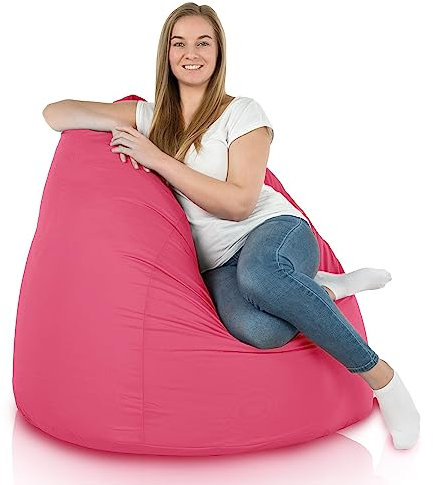 Italpouf Pouf Poltrona Sacco XXL, Gigante, Per Adulti e Bambini, Per Interni ed Esterni, Pieno di Pallini di Polistirolo, Sfoderabile, Rivestimento Lavabile, Impermeabile, Certificato, Rosa
