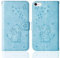 Tiyoo Phone case for Iphone 6/6s Embossed Love Heart Elephant Butterfly Pattern Folding Stand PU Leather Wallet Flip Cover Protective Case with Card Slots, Magnetic Closure (Blue)