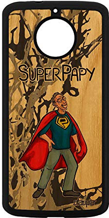 utaupia Coque Super Papy pour Moto E4 Plus en Bois Silicone Humour Pas Cher Bebe Grand Pere Heros Dessin 4G Etui Drole Portable de pour Motorola