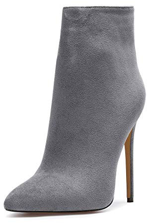 Castamere Polacchine Donna Stivali Cerniera Tacco a Spillo 12CM Grigio Scamosciato Scarpe EU 37