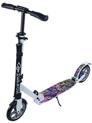 Hepros Fully Scooter PU-Wheel 200mm Cityroller Erwachsene Weiß ABEC7 Radlager Farbe Schmetterling