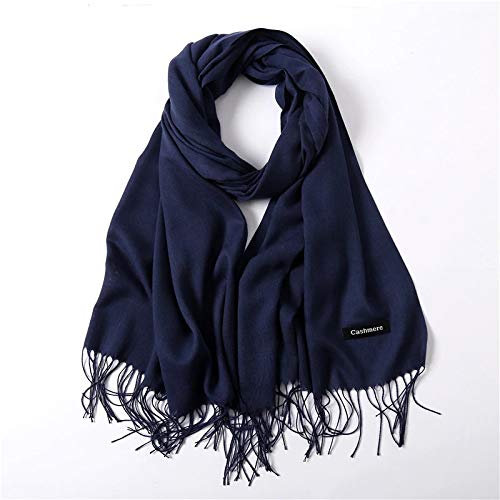 Cashmere Luxuriöser, großer, superweicher Schal aus Wollmischgewebe (Marineblau)