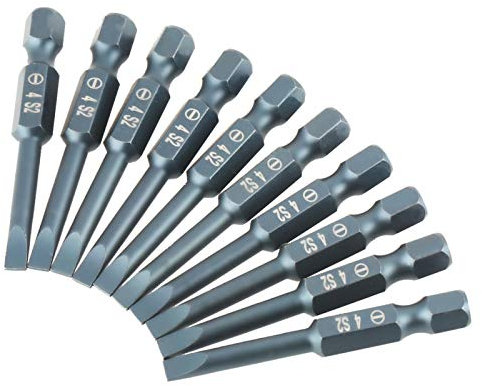 10pcs 1/4inch Hex Flat Head Drill bits 50mm S2 Alloy Steel Slotted Screwdriver bits H6.3 * 50*SL4mm