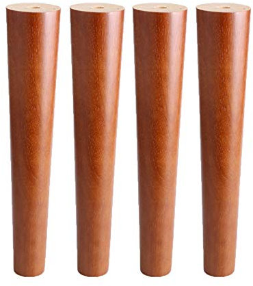 4 Gambe per Mobili In Legno Massello Piedini per Mobili in Dritti Conici Piedino di Sostituzione Gamba del Tavolo Piedi del Divano,Con Piastra di Montaggio e Viti,Colore Noce(30cm)