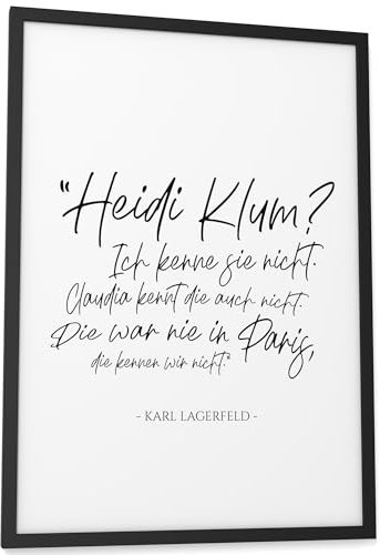 Papierschmiede® Bilder Home Kunstdruck mit Rahmen A3 (30x42 cm) Spruch Poster Zuhause Schrift Bild Wanddeko in schwarz weiß, Sprüche für Wohnzimmer Büro Küche, Heidi Klum