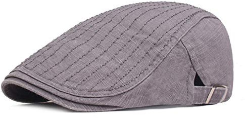 WQZYY&ASDCD Beret Newsboy Flat Hat Beret Men'S Retro Wild Hat Sun Protection Striped Cap Middle-Aged And Aged Hats-Gray_Adjustable