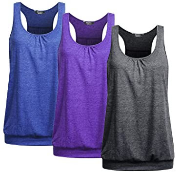 UNibelle Sportoberteil Frau Figurumspielend Tank Top Damen Ärmellos Shirt Top Atmungsaktive Yoga Fitness Racerback 3er Pack, 3er Pack_ Blau/Violett/Dunkelgrau, S