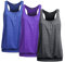 UNibelle Sportoberteil Frau Figurumspielend Tank Top Damen Ärmellos Shirt Top Atmungsaktive Yoga Fitness Racerback 3er Pack, 3er Pack_ Blau/Violett/Dunkelgrau, S
