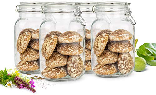 Sendez 6 Einmachgläser 2 Liter mit Bügelverschluss 10 Etiketten Stift 6x Dichtung Vorratsglas Vorratsdose