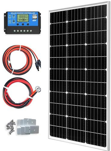 Système monocristallin 100 W 12 V pour maisons, caravanes et bateaux + régulateur de charge solaire 20 A 12 V/24 V