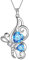 Aurora Tears Blaue Schmetterlings-Herz-Halskette Frauen 925 Sterlingsilber Tierschmetterlinge März erstellt Aquamarin Schmuck DP0307M