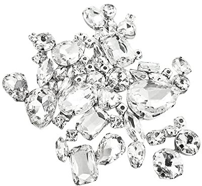 Niaciswe Strasssteine 156 Stücke Strasssteine zum Aufnähen Nähen auf Strass Kristallklare Krappenfassung Glas Nähen Strasssteine Selbstklebend Strasssteine für Kleidungsstück Basteln Tasche Deko