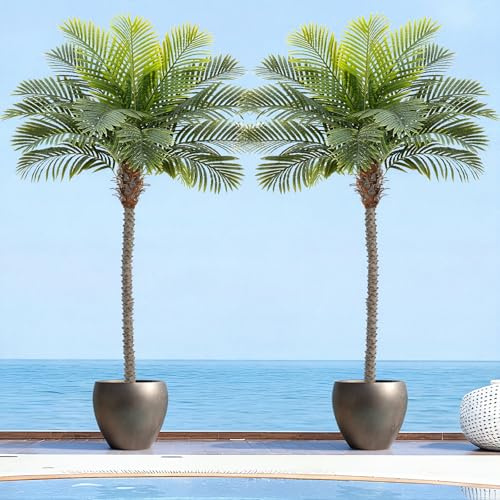 Keeplush Faux cocotier 240 cm, Fausse plantetrès réaliste Grande Taille, résistant aux UV, idéal pour décorer Salon, Chambre, Bureau, Balcon ou Jardin (Lot de 2)