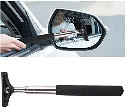 CGEMDY Auto-Rückspiegelwischer, Teleskop Spiegelwischer Einziehbarer Glasabstreifer Mit Sportwagen-Design, Autozubehör Auto Spiegelwischer Reiniger für Spiegelglas, Teleskop-Wasserabstreifer (Schwarz)