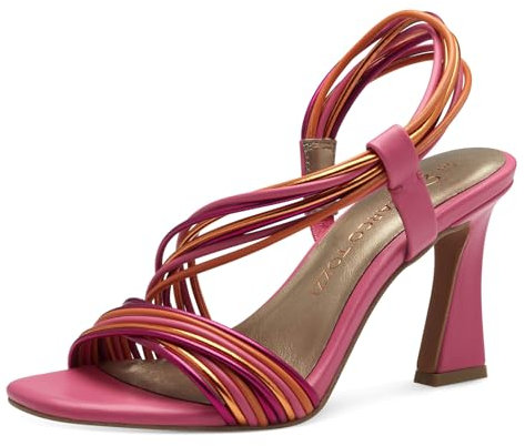 MARCO TOZZI Damen Sandalen mit Absatz Elegant Vegan, Rosa (Hot Pink Comb), 39 EU