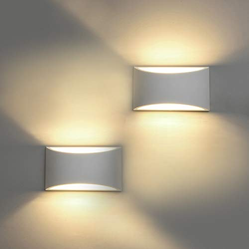 HYDONG Apliques de Pared Yeso 7W Blanco Cálido LED Modernos Lámpara de Pared Interior para Sala de Estar, Dormitorio, Pasillo (Incluye Bombilla LED G9), 2 Piezas