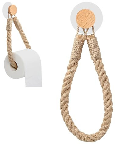 Seil Toilettenpapierhalter Klopapierhalter Handtuchhalter Ohne Bohren Vintage Jute Klopapierhalter mit Seil Selbstklebender für Badezimmer Bad Dekoration