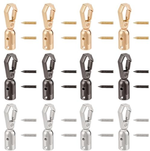 PLIGREAT 12 Stück Cord Endkappen 3 Farben Cord Terminatoren Karabiner Klauenverschlüsse Halskette Cord Enden für Ledertaschen Riemen Perlen Quaste Anhänger DIY Schmuck Kunst Handwerk Herstellung