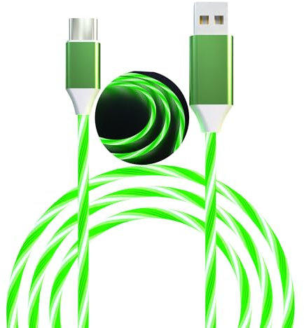 Opligevo Light up USB C Charging Cable,Type C Led Charging Cable,USB A to USB C Light Up Charger Cord with TPE Material,Compatible with Samsung Galaxy S21 S20 S10/S9/Note 20/10/9/8 (3.3ft,Green)