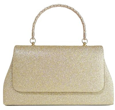 RPAEOY Clutch Damen Abendtasche Glitzer Handtasche Klein Elegant Clutches Tasche Hochzeit Braut Goldene Kette Abendhandtasche für Frauen