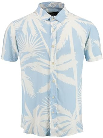 KEY LARGO Herren Palms 1/2 Patterned Hemd, Blau, 56