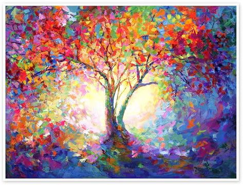 Bunter Lebensbaum III Poster von Leon Devenice 40 x 30 cm Bunt Wandbilder Wanddeko