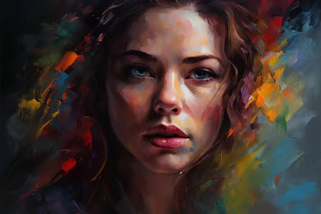 adrium Acryl-Bild 140 x 90 cm: Porträt einer schönen jungen Frau mit verschmiertem Gesicht. Digitale Zeichnung. (209722994)