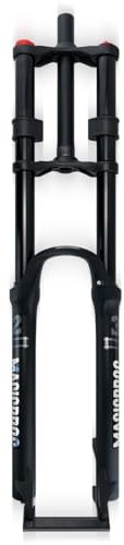 LJFDDY Downhill MTB Federgabel 26 27,5 29 Zoll Doppelschulter-Luftgabel 1-1/8 Zoll Scheibenbremse Gerade Gabel QR 9 Mm Federweg 160 Mm Einstellbarer Rückprall(No Damping,26)