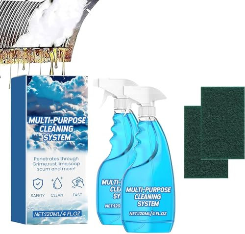 Limpiador multiusos, limpiador de horno en aerosol de espuma, sistema de limpieza multiusos, tabletas de spray y botella de spray, para cocina y baño (2 unidades)