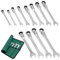 QWORK® 12 Piezas Llaves de Carraca, Llave de Trinquete 8-19 mm con Cabeza Ajustable, Llave de Carraca con 72 Dientes, Llave Combinada de Acero al Cromo Vanadio