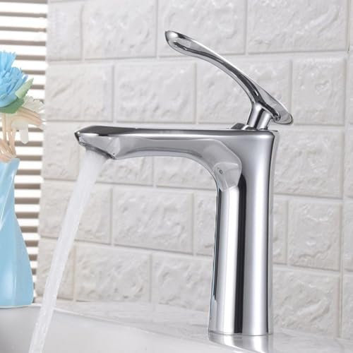 Rubinetto miscelatore per lavabo da bagno, a cascata, per lavabo da appoggio, rubinetto per lavello retrò, rubinetto a leva singola in lega di ottone con tubi flessibili, per cucina