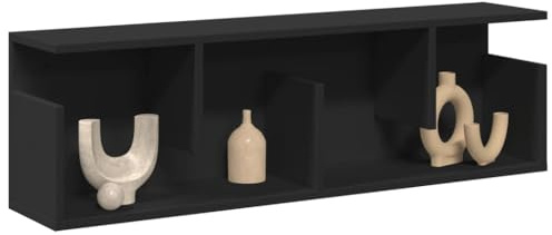 Juroupi Wandschrank HäNgeschrank Wohnzimmer Wandschrank HäNgend Wall Cabinet WandschräNke 100x20x30 cm Schwarz Holzwerkstoff