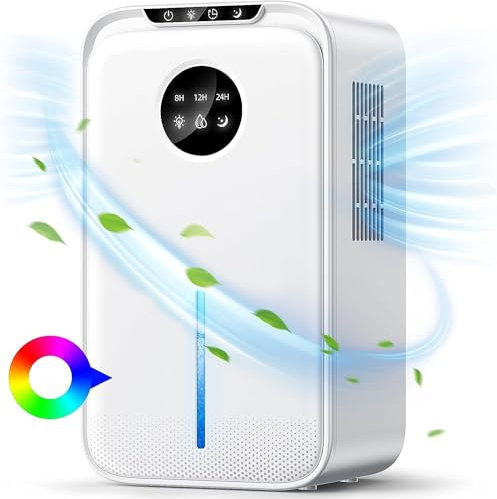 BANRIN Dehumidifier, 2200ML - Quiet Home Dehumidifier with Drainage Hose, Timer, Auto Shut Off & 7 Color Lights - Ideal for Damp Closets, Wardrobes & RV