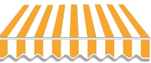 Sonnenschutz, einziehbare Markise für Terrassenfenster und Tür, UV-Schutz, Stoffabdeckung mit Volant, Gelb und Weiß, 4 x 3 m