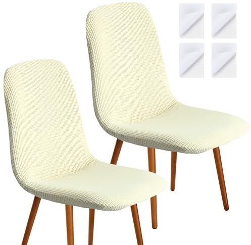 heavenlife 2 PCS Fodere Coprisedia per Sala da Pranzo, Universali Fodera per Sedia da Pranzo con Schienale, Elasticizzato Copertura per Sedie da Ufficio, Coprisedia Universale in Velluto (Beige)