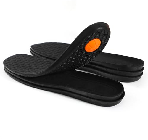 XINIFOOT 3 Paar Premium-Komfort-Schuh-Ersatz-Einlegesohle, Stoßdämpfungs-Elastik-Polster-Einlagen, atmungsaktive Schuh-Innensohlen für Männer (Neu Schwarz)