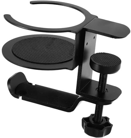 PRETYZOOM 360° Rotating Headset Stand and Desk Cup Holder Gaming PC Accessories Headphone Holder for Under Desk Convenient Cup Holder for Gaming Setup