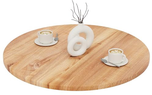 LAMO Manufaktur Tischplatte rund 80 cm aus Naturholz | Holzplatte für Esstisch, Küchentisch, Bistrotisch, Bartisch | Stärke: 28 mm | Farbe: Dunkel