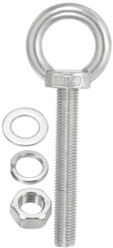 TA-VIGOR 1Pc M16 x 120mm Lifting Long Eye Bolt, 304 Stainless Steel Wall Expansion Anchor Bolts, Masonry Concrete Screws Shoulder Eyebolt Lifting Ring with Nuts Washers for Hanging Hammock Article