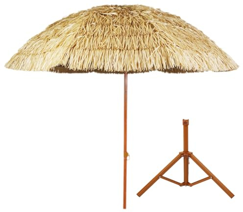 Sonnenschirm Hawaii Stroh,Strohschirm,Sonnenschirm Stroh,Strandschirm Stroh Neigbar,Garten Hawaii Sonnenschirm,Hawaii Strandschirm Sonnenschirm,Mit Klappbarem StäNder,Wasserdicht