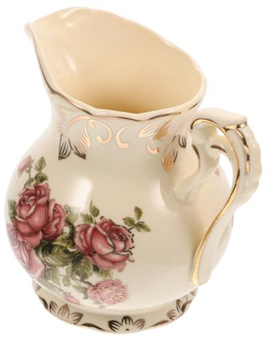 Alipis Pichet à Lait En Céramique 250ml Vintage Style Européen Imprimé Doré Pot à Crème Léger Bec Verseur Précis Tasses à Café Fournitures De Café Usage Quotidien