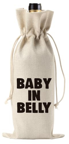 Pregnancy Announcement Wine Bag for Grandparents Expecting Pregnant Mom Baby Announcements Reveal Gifts Ideas Baby in Belly Pregnancy Wine Bag (Wine1609)