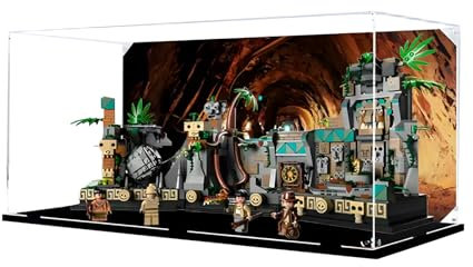 HCAEIOFJ Geschenkbox LE--GO77015 Raiders of the Lost Ark Indiana Jones Goldene Statue Antiker Tempel Schaukasten Acryl-Oberfläche 1 kreative Sammlerbox für Männer und Frauen 55 x 25 x 25 cm (ohne