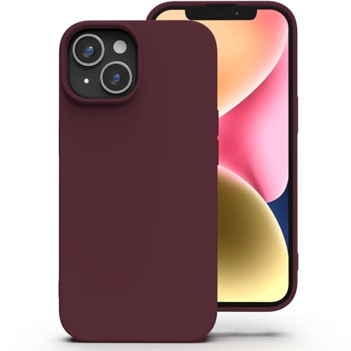 Zuvirelx Silicone Coque pour iPhone 14 Plus, Anti-Poussière, Mince, Adapté à la Poche Coque pour Téléphone‌ Apple iPhone 14 Plus - Bourgogne